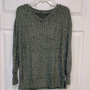 Women's Green V-Neck Sweater